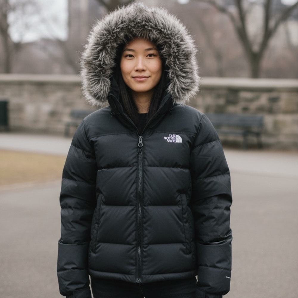 The North Face Women's Black Cropped Puffer coat
